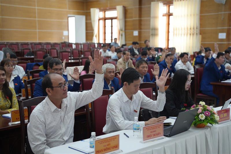 Các đại biểu biểu quyết thông qua các nghị quyết