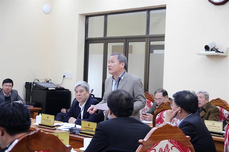 Bí thư Huyện ủy Di Linh Nguyễn Canh phát biểu tại Hội nghị Tỉnh ủy lần thứ 21